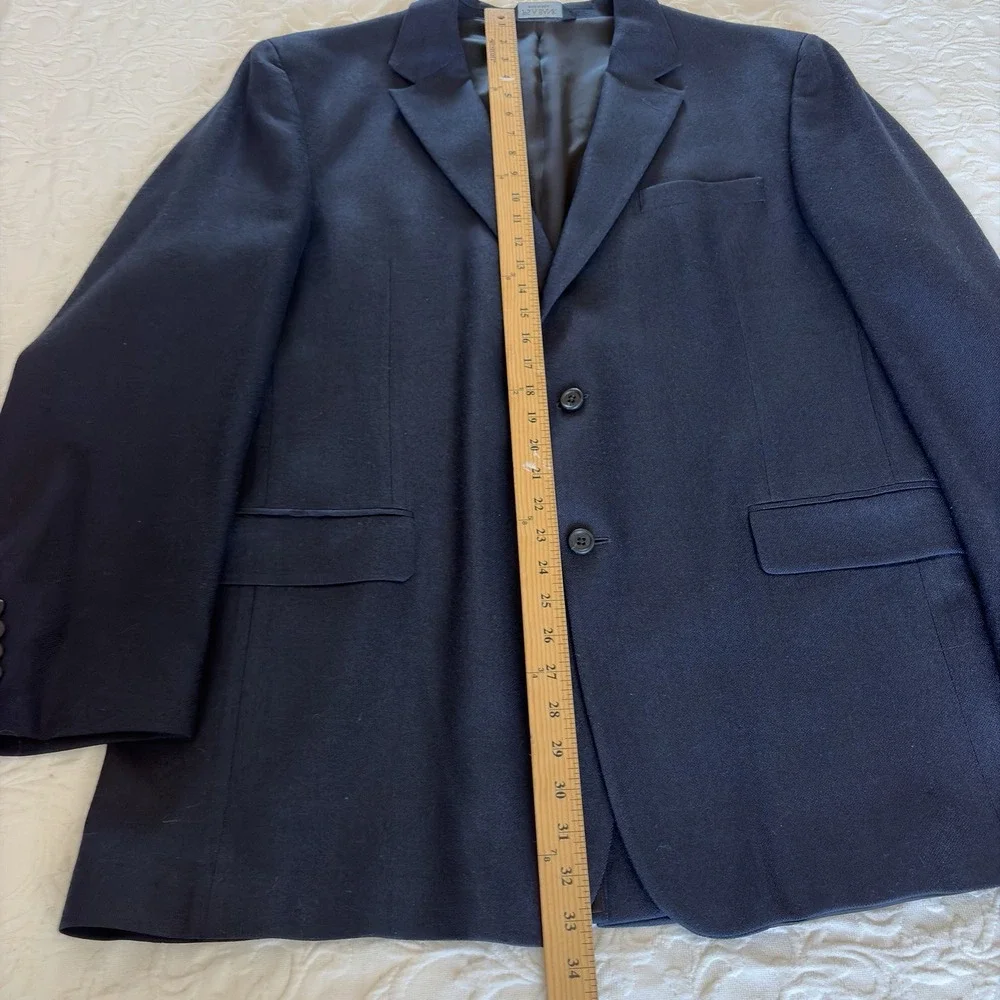 Jos A. Bank 46L Navy Wool Bamboo Rayon Sport Coat Blazer 2 Button Classic Mens